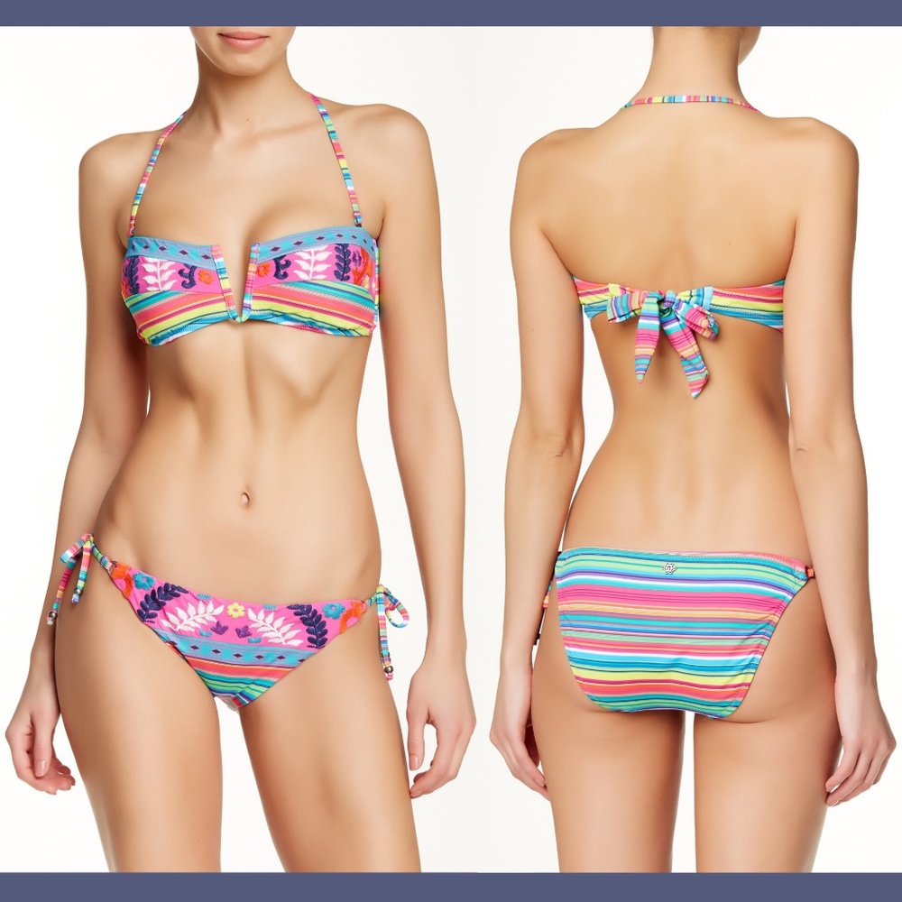 NWT Nanette Lepore Flora Fiesta Bandeau Top [ XS ]+ Bikini Bottom [ Small ] C133